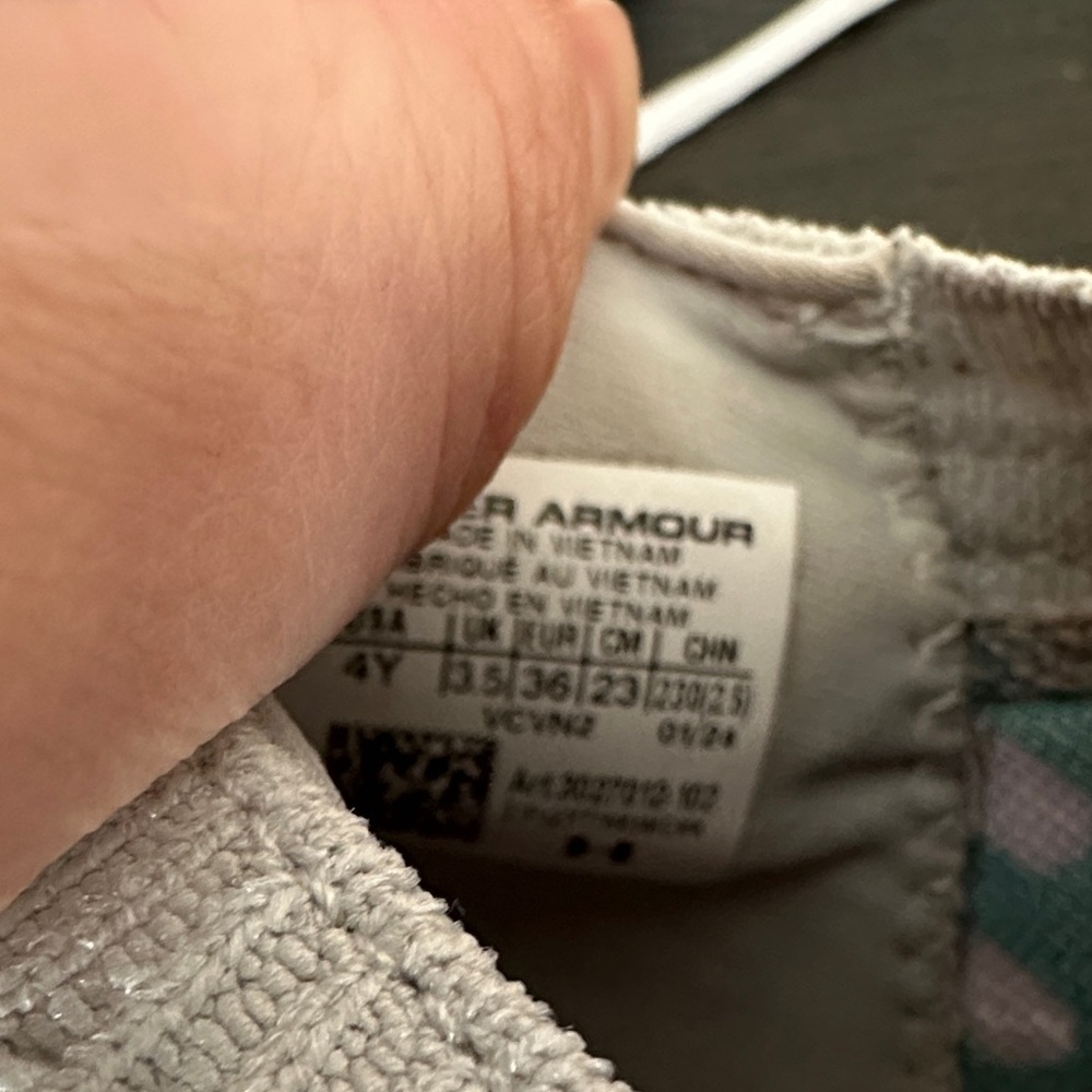Under Armour Kids' Gray and Mint Sneakers - Picture 3 of 3
